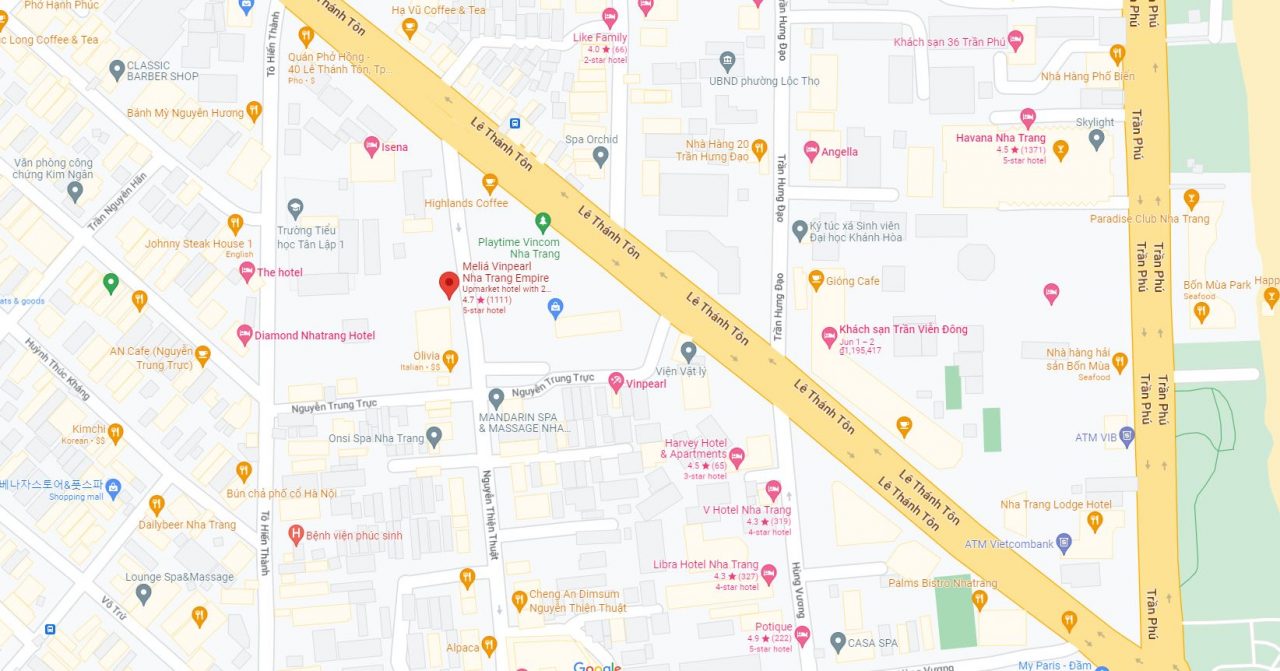 Bản đồ vị trí Meliá Vinpearl Nha Trang Empire