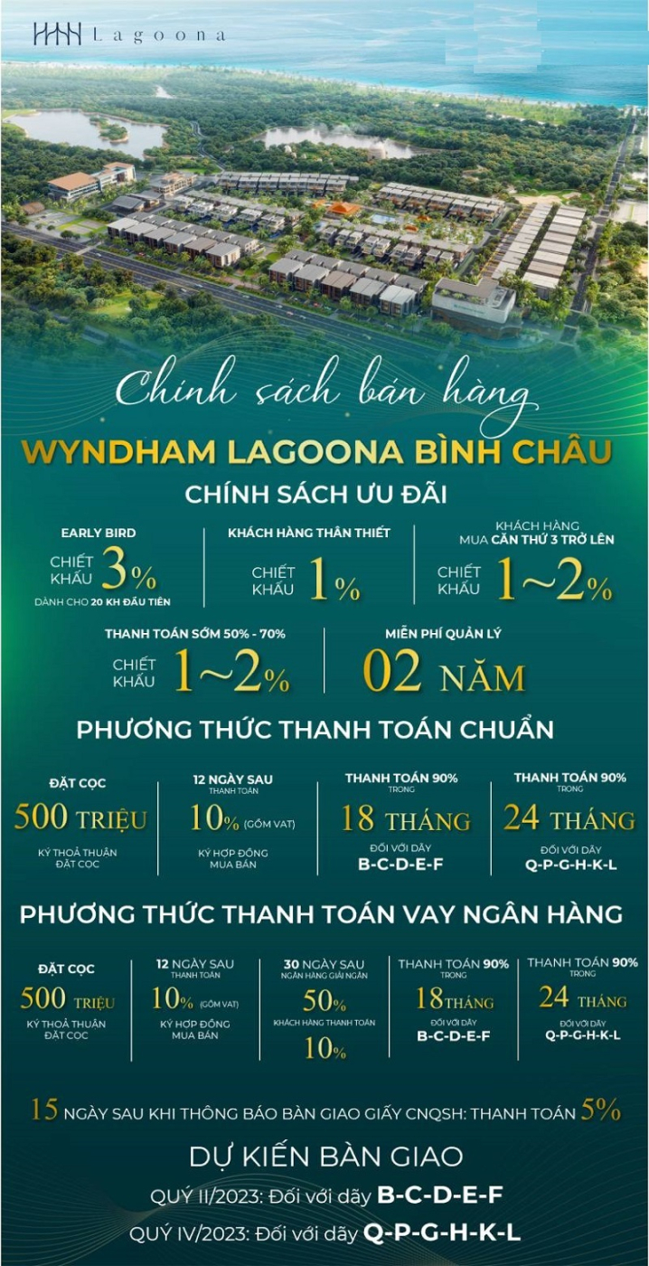 Chính sách bán hàng Lagoona Bình Châu