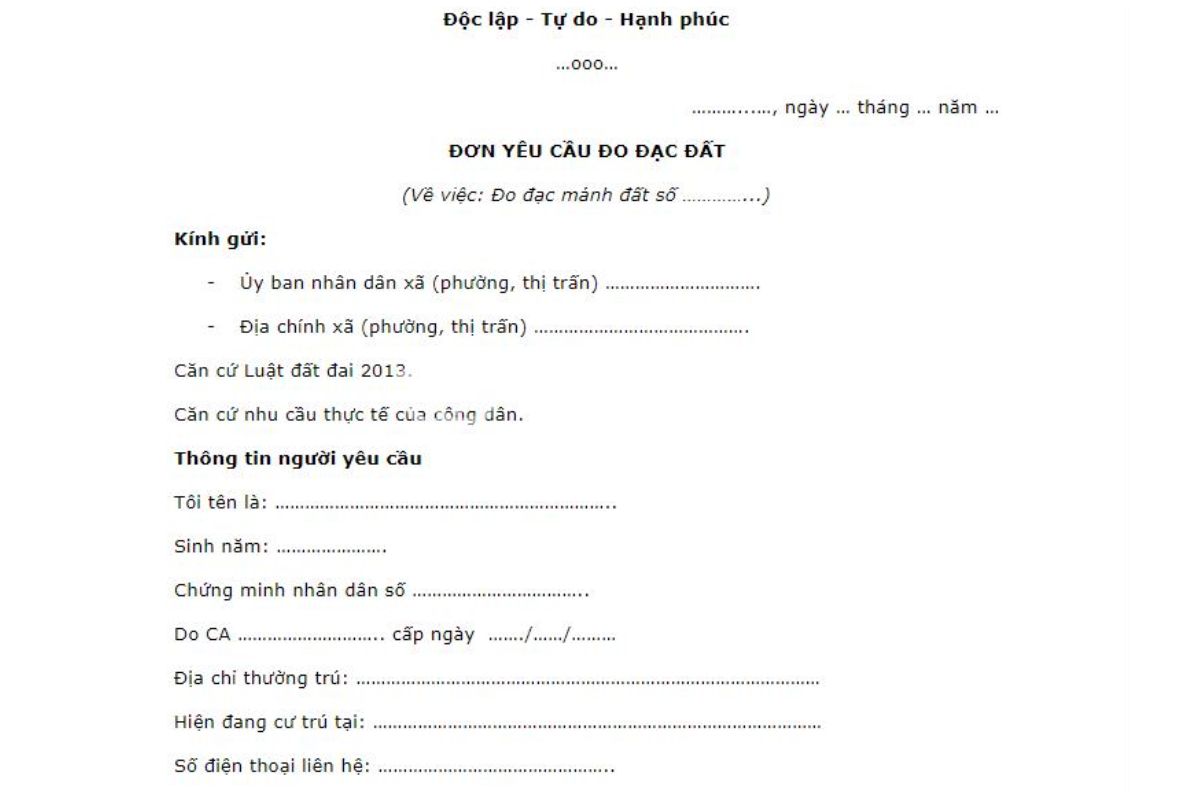 mẫu đơn đề nghị đo đạc đất 5